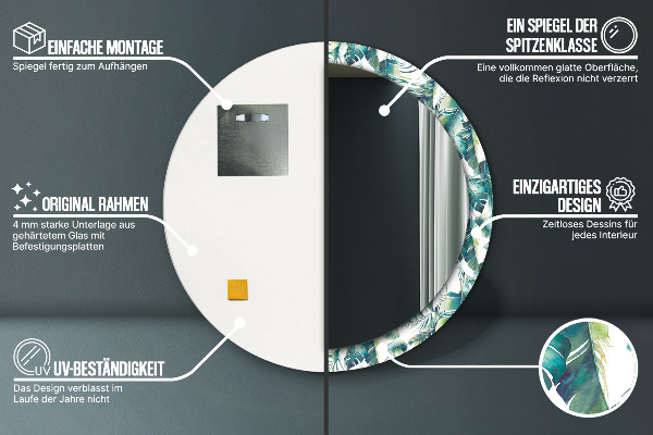 Listy Okrúhle dekoračné zrkadlo