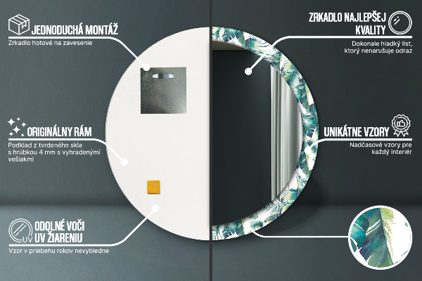 Listy Okrúhle dekoračné zrkadlo