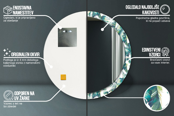 Listy Okrúhle dekoračné zrkadlo