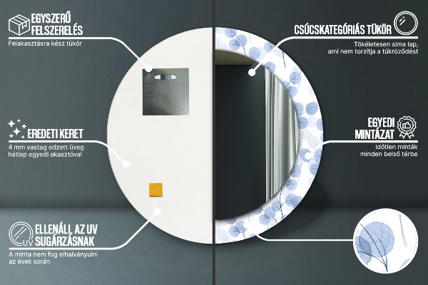 Vetvy Okrúhle dekoračné zrkadlo