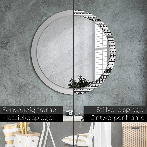 Boho minimalista Okrúhle dekoračné zrkadlo na stenu