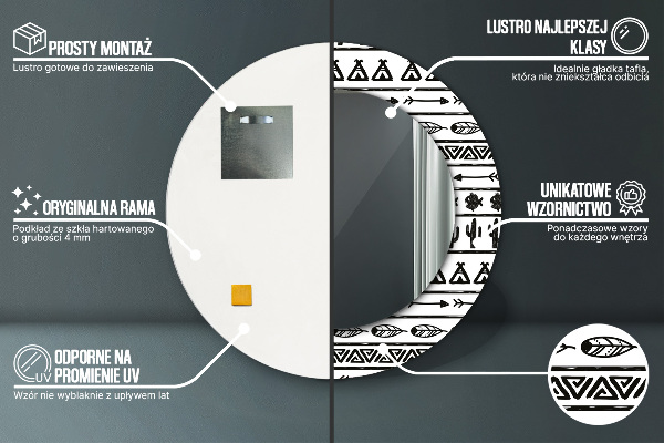 Boho minimalista Okrúhle dekoračné zrkadlo na stenu