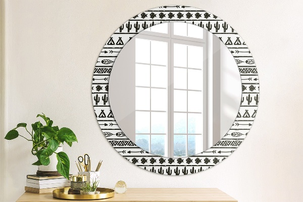 Boho minimalista Okrúhle dekoračné zrkadlo na stenu