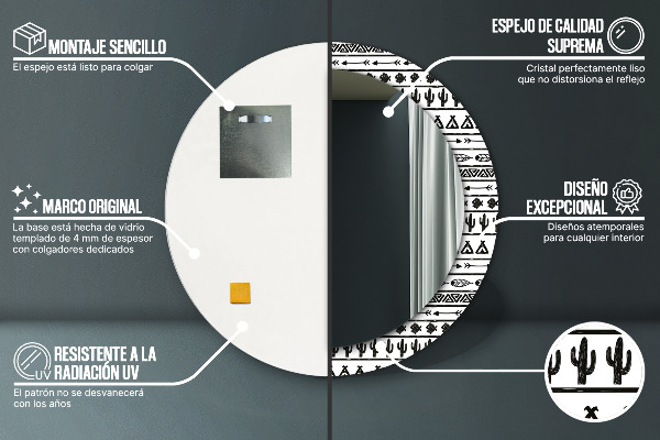 Boho minimalista Okrúhle dekoračné zrkadlo na stenu