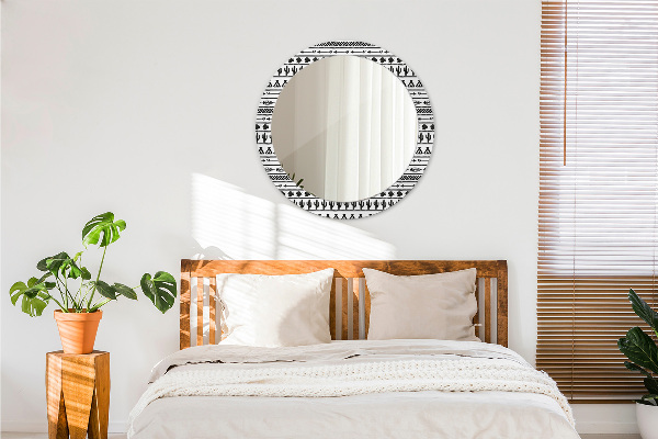 Boho minimalista Okrúhle dekoračné zrkadlo na stenu