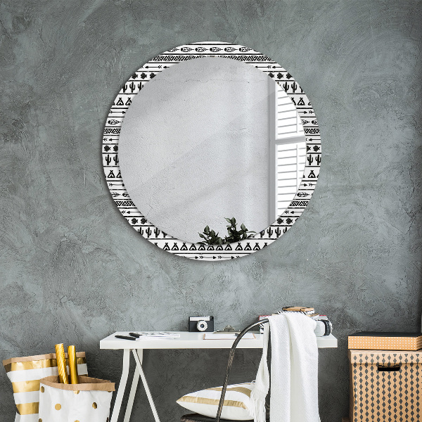 Boho minimalista Okrúhle dekoračné zrkadlo na stenu