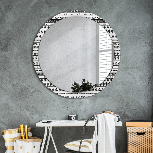Boho minimalista Okrúhle dekoračné zrkadlo na stenu