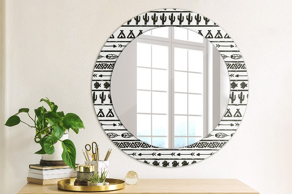 Boho minimalista Okrúhle dekoračné zrkadlo na stenu