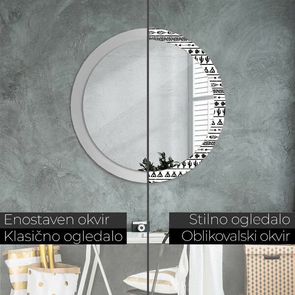 Boho minimalista Okrúhle dekoračné zrkadlo na stenu