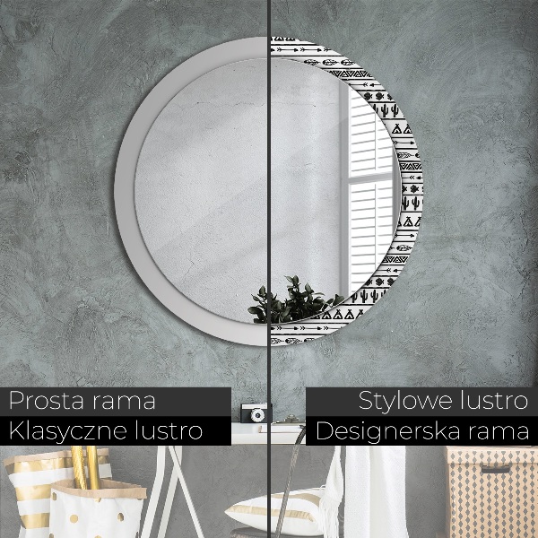 Boho minimalista Okrúhle dekoračné zrkadlo na stenu