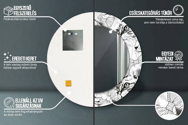 Domáce zvieratá Okrúhle dekoračné zrkadlo na stenu