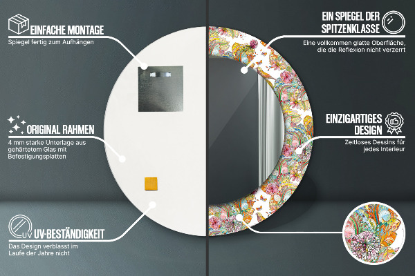 Sen o krajine rozprávok Okrúhle dekoračné zrkadlo na stenu