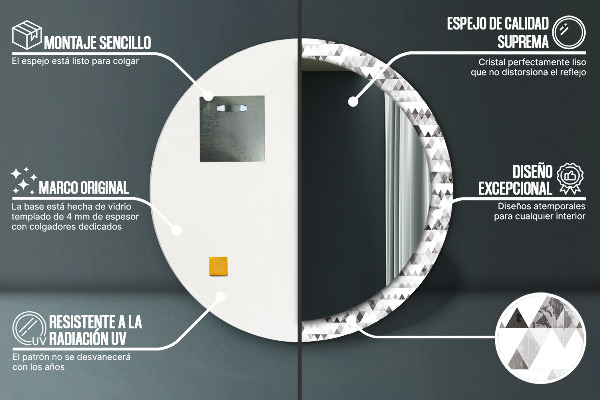 Dúhový trojuholník Okrúhle dekoračné zrkadlo