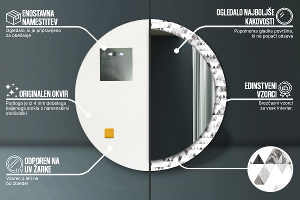 Dúhový trojuholník Okrúhle dekoračné zrkadlo