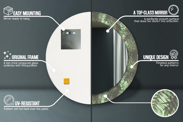 Tropické listy Okrúhle dekoračné zrkadlo na stenu