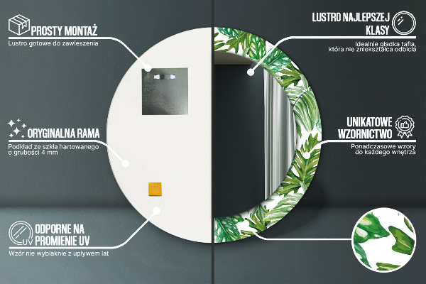 Džungľa Okrúhle dekoračné zrkadlo na stenu