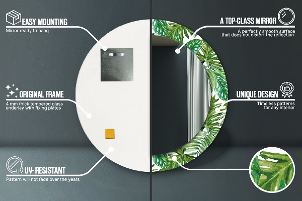 Džungľa Okrúhle dekoračné zrkadlo na stenu