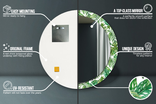 Džungľa Okrúhle dekoračné zrkadlo na stenu