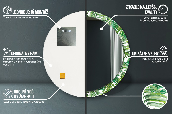Džungľa Okrúhle dekoračné zrkadlo na stenu