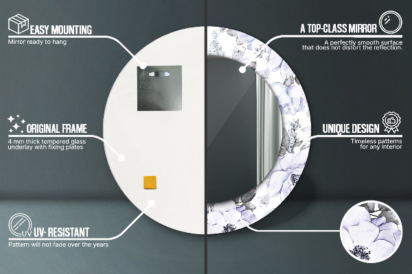 Modré ruže Okrúhle dekoračné zrkadlo