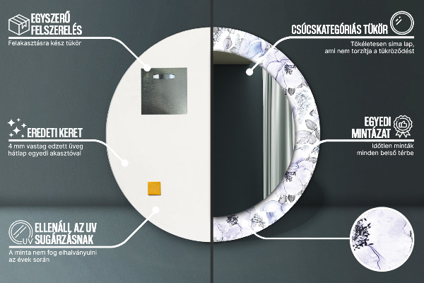 Modré ruže Okrúhle dekoračné zrkadlo