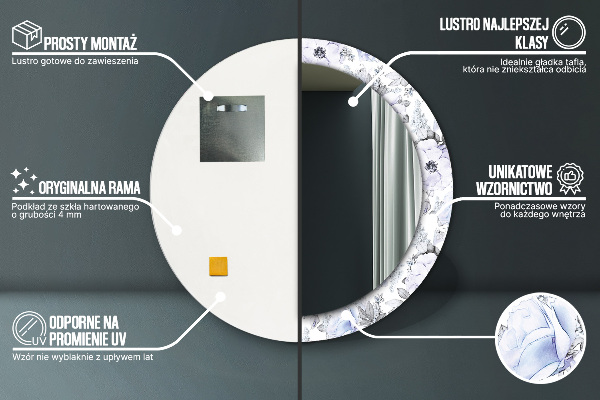 Modré ruže Okrúhle dekoračné zrkadlo