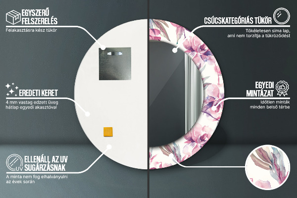 Kvety pivoniek Okrúhle dekoračné zrkadlo