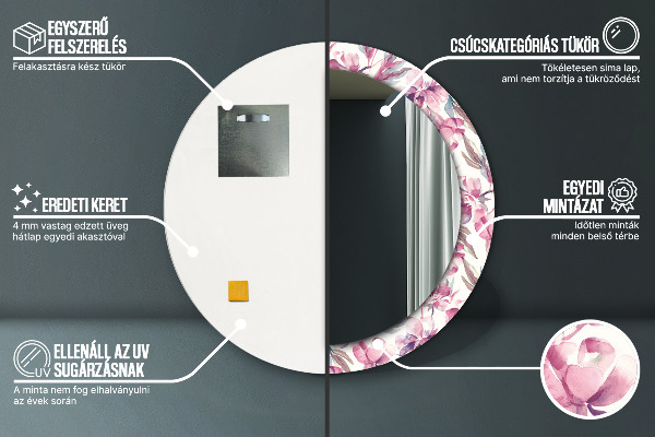 Kvety pivoniek Okrúhle dekoračné zrkadlo