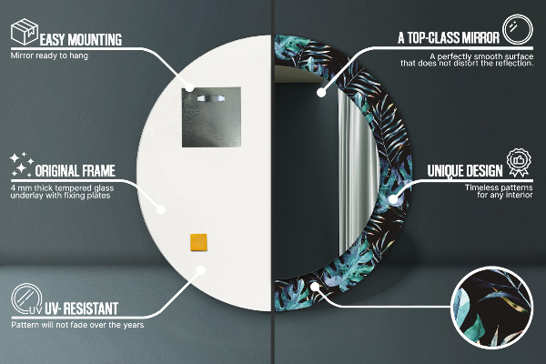 Exotické listy Okrúhle dekoračné zrkadlo