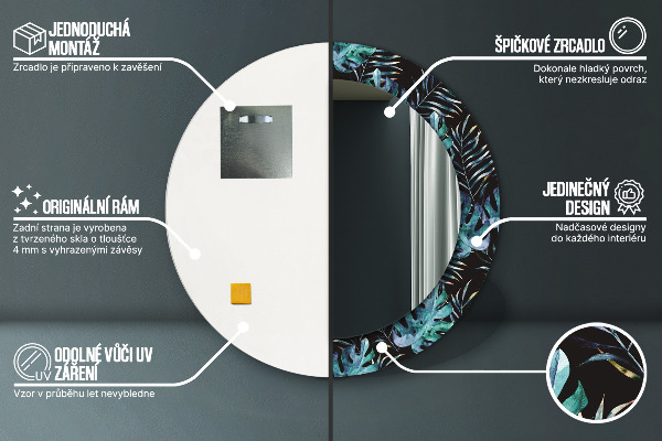 Exotické listy Okrúhle dekoračné zrkadlo