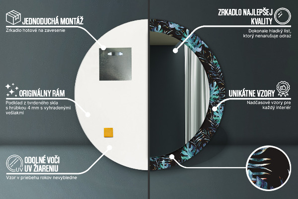 Exotické listy Okrúhle dekoračné zrkadlo