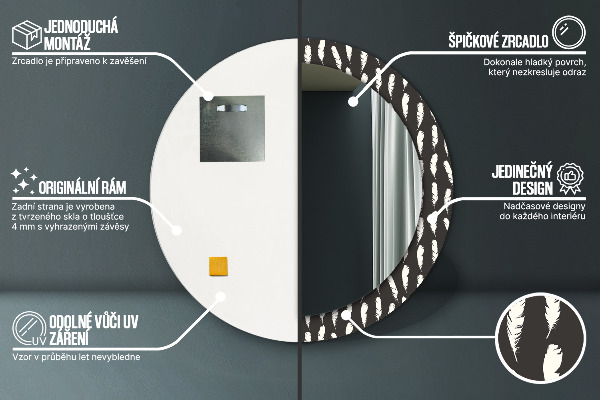 Perie Okrúhle dekoračné zrkadlo