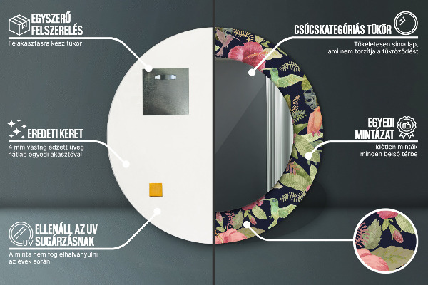 Hibiscus kvety Okrúhle dekoračné zrkadlo