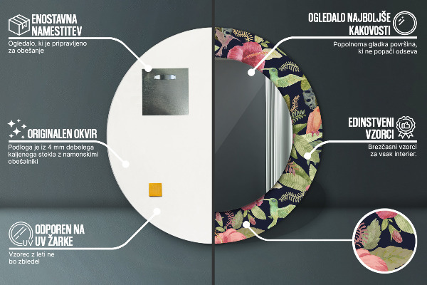 Hibiscus kvety Okrúhle dekoračné zrkadlo