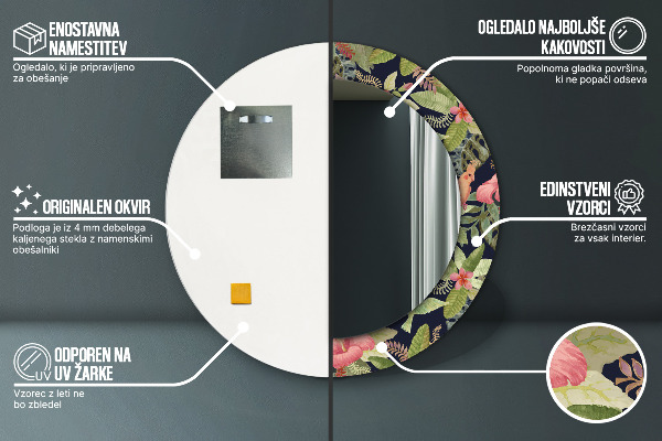 Hibiscus kvety Okrúhle dekoračné zrkadlo