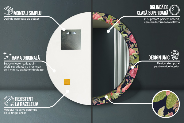 Hibiscus kvety Okrúhle dekoračné zrkadlo