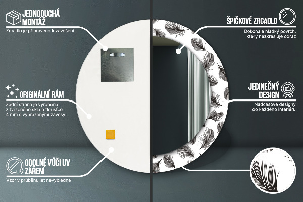 Perie Okrúhle dekoračné zrkadlo