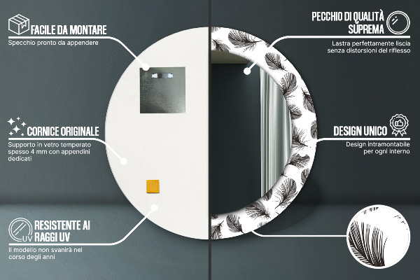 Perie Okrúhle dekoračné zrkadlo