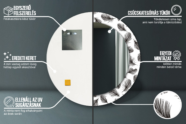 Perie Okrúhle dekoračné zrkadlo