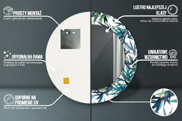 Modré palmy Okrúhle dekoračné zrkadlo