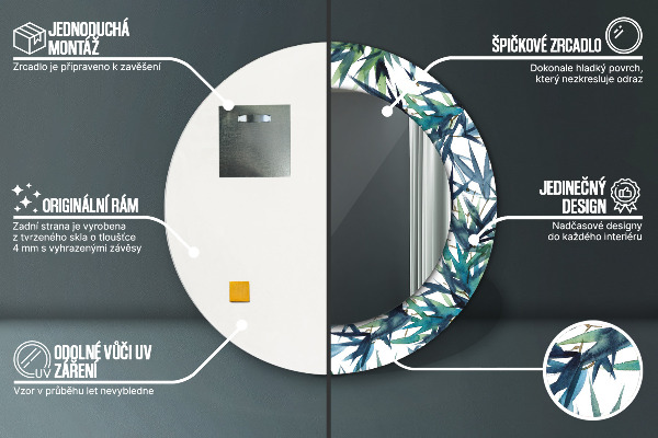 Modré palmy Okrúhle dekoračné zrkadlo