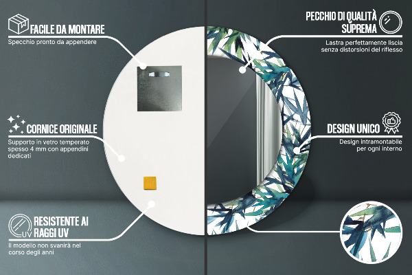 Modré palmy Okrúhle dekoračné zrkadlo