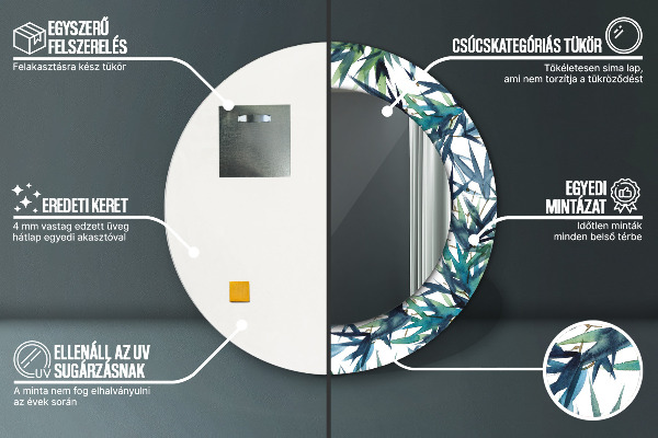 Modré palmy Okrúhle dekoračné zrkadlo