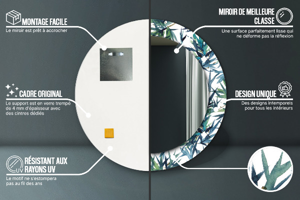 Modré palmy Okrúhle dekoračné zrkadlo