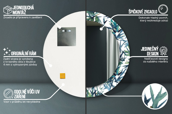 Modré palmy Okrúhle dekoračné zrkadlo