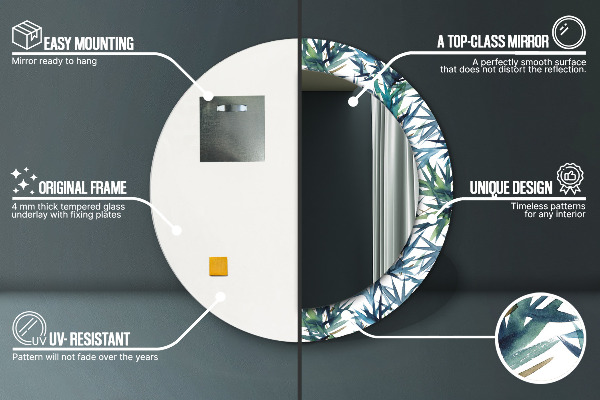 Modré palmy Okrúhle dekoračné zrkadlo