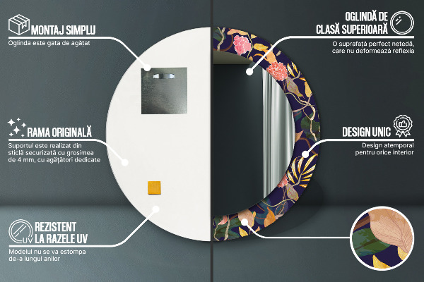 Akvarely Okrúhle dekoračné zrkadlo