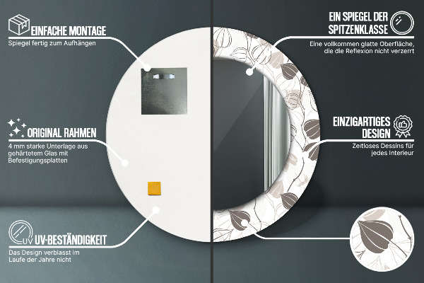 Abstraktný kvetinový Okrúhle dekoračné zrkadlo