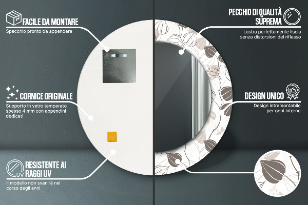 Abstraktný kvetinový Okrúhle dekoračné zrkadlo