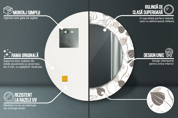 Abstraktný kvetinový Okrúhle dekoračné zrkadlo